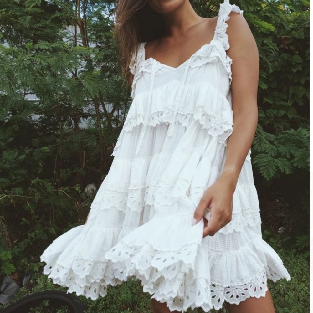 innika choo schiffli scallop frill mini dress